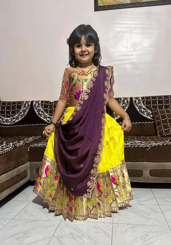 kids lehenga choli heavy paithani silk Wholesale kids formal wear Surat